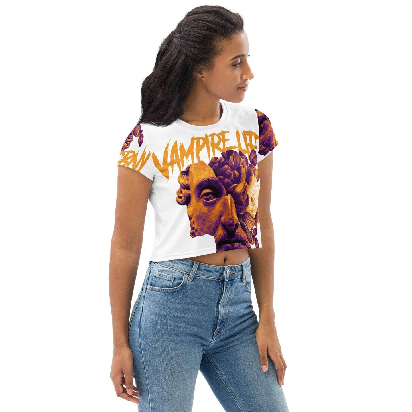 Vamp Life X GBNY "Roman Gods" All-Over Print Crop Tee - Women's