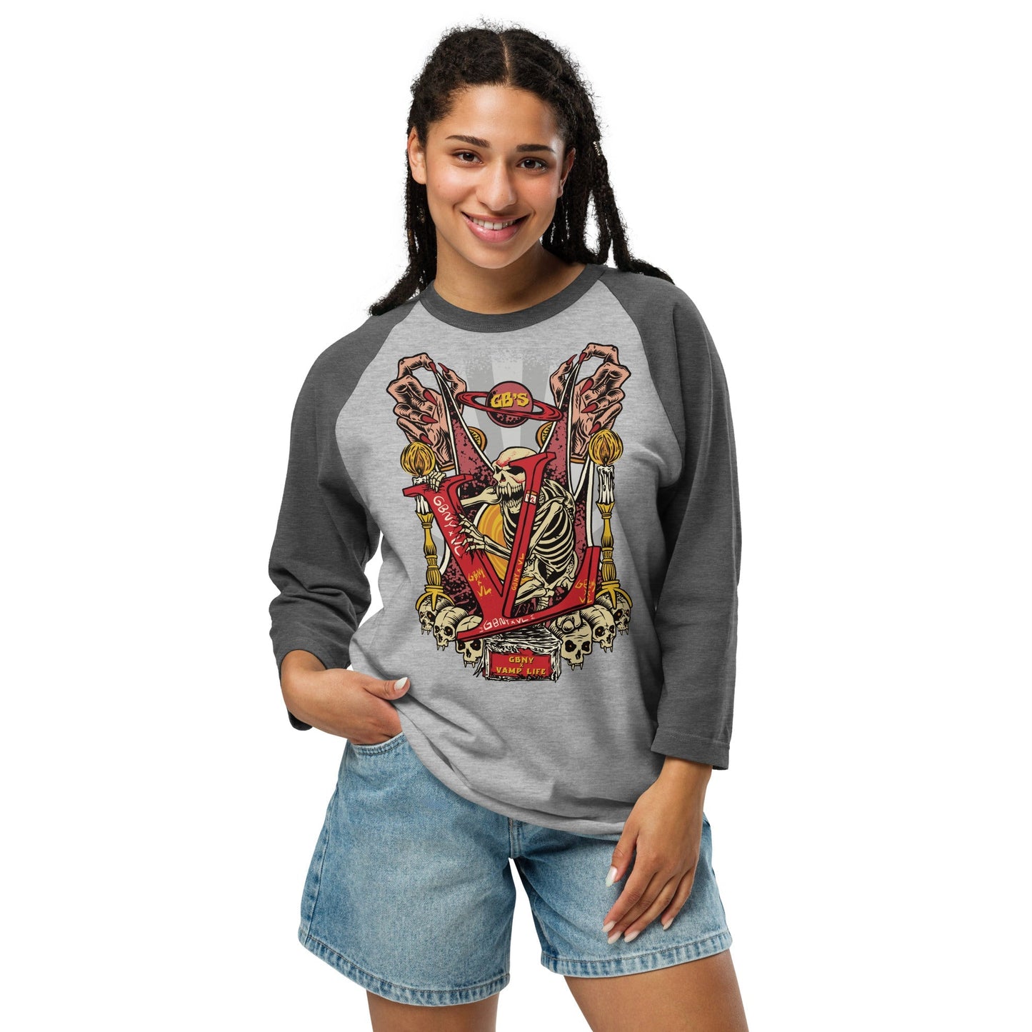 GBNY Heather Grey/Heather Charcoal / XS Vamp Life X GBNY "Graveyard" 3/4 sleeve shirt - Women's 1580344_8311