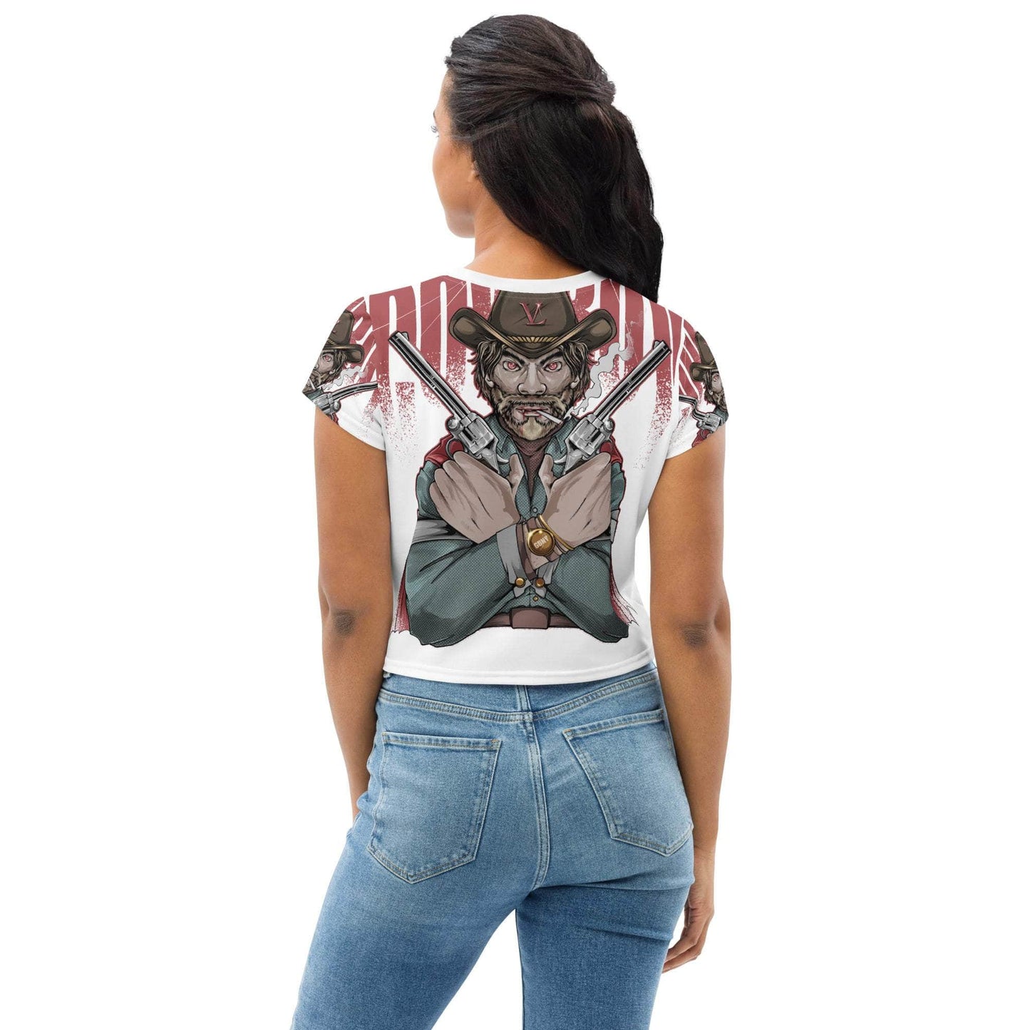 Vamp Life X GBNY "Cow Boy" All-Over Print Crop Tee