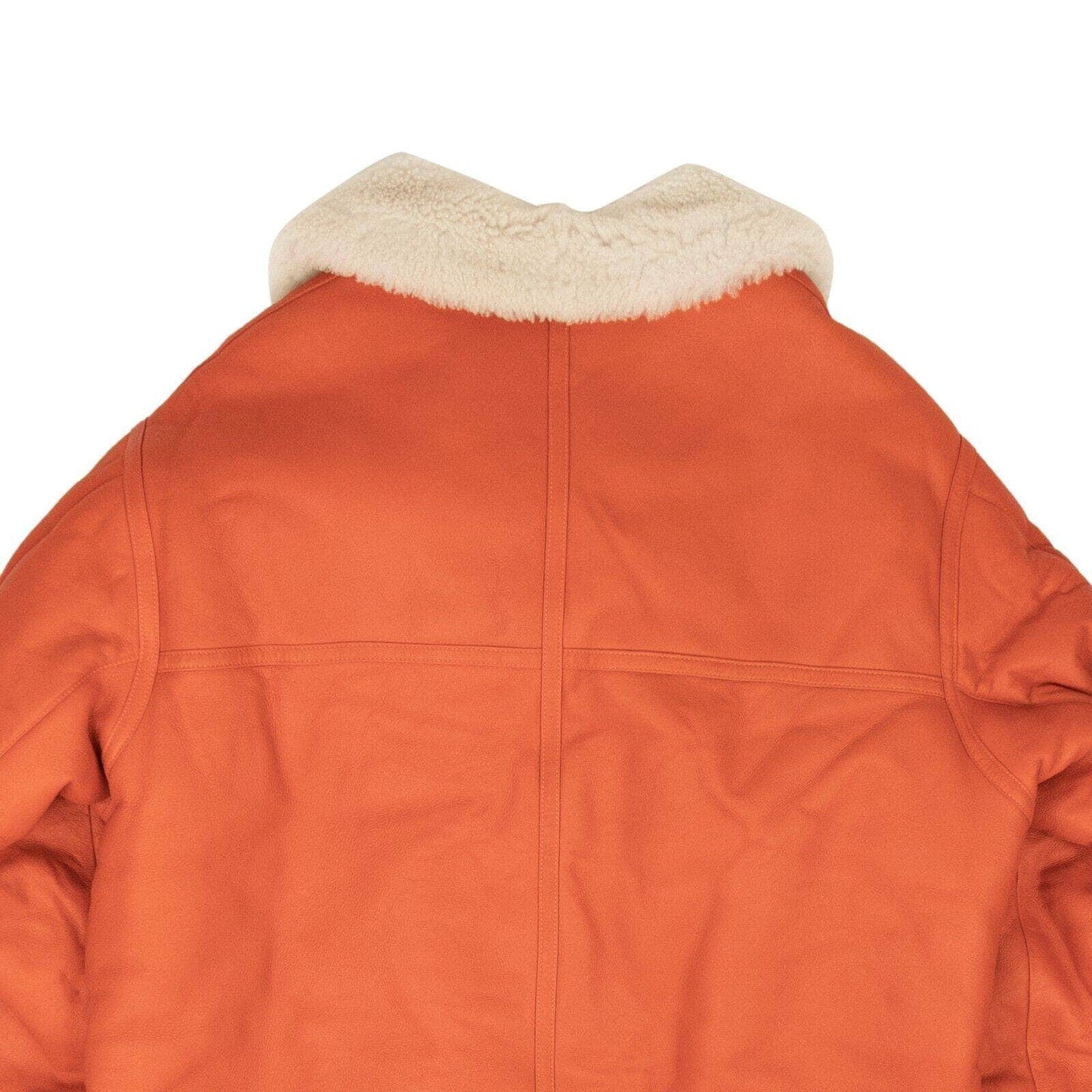 Orange Shearling Zip-Up Short Jacket