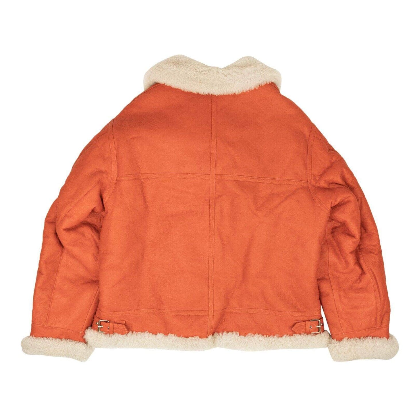Orange Shearling Zip-Up Short Jacket