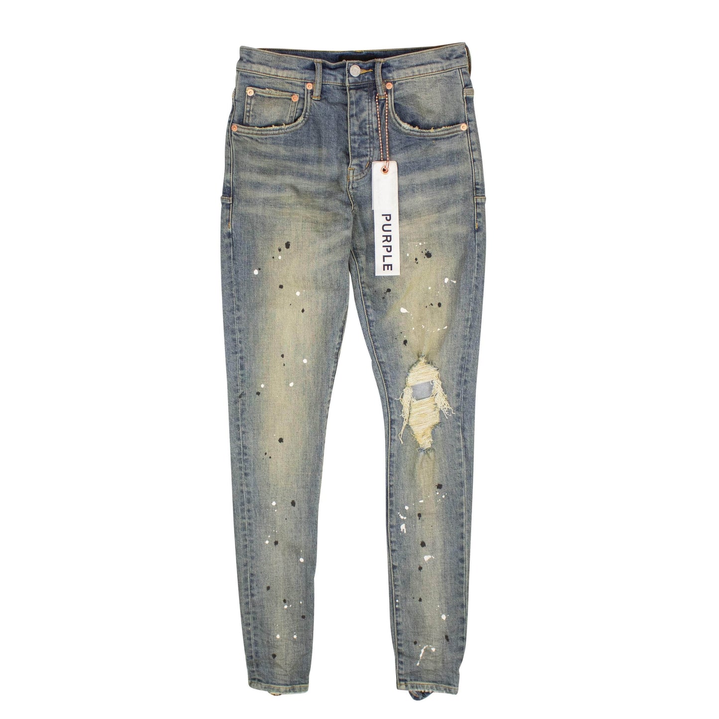 Mid Rise Destroy Paint Jeans